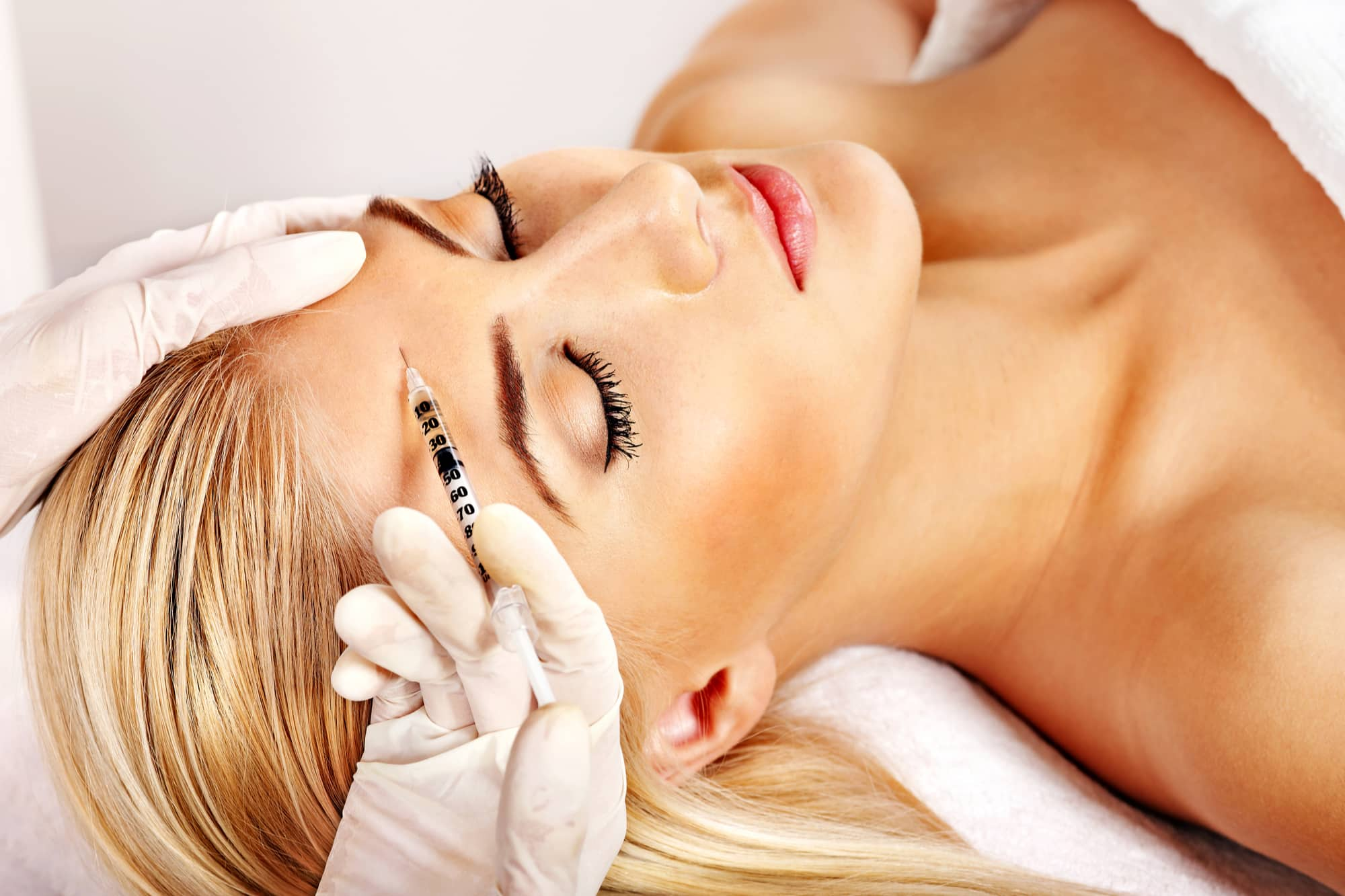 closeup of botox injection procedure