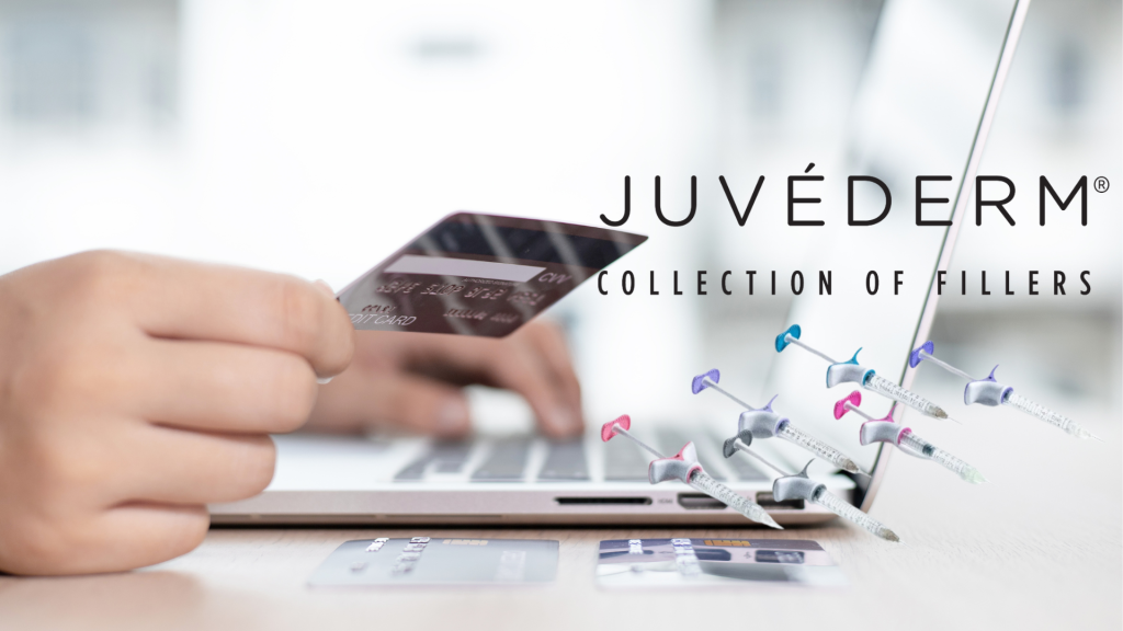 An individual purchasing Juvederm fillers online.