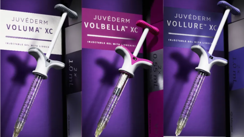 The Juvederm Voluma XC, Volbella XC, and Vollure XC dermal fillers.