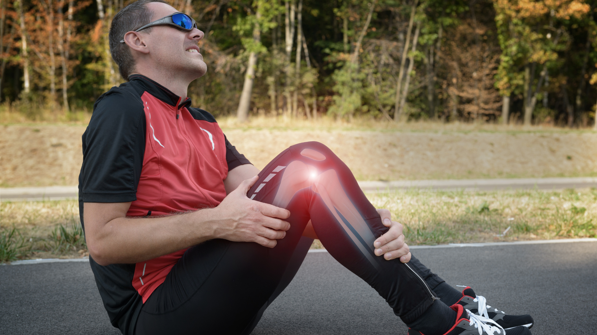 An individual suffering from knee pain while exercising.