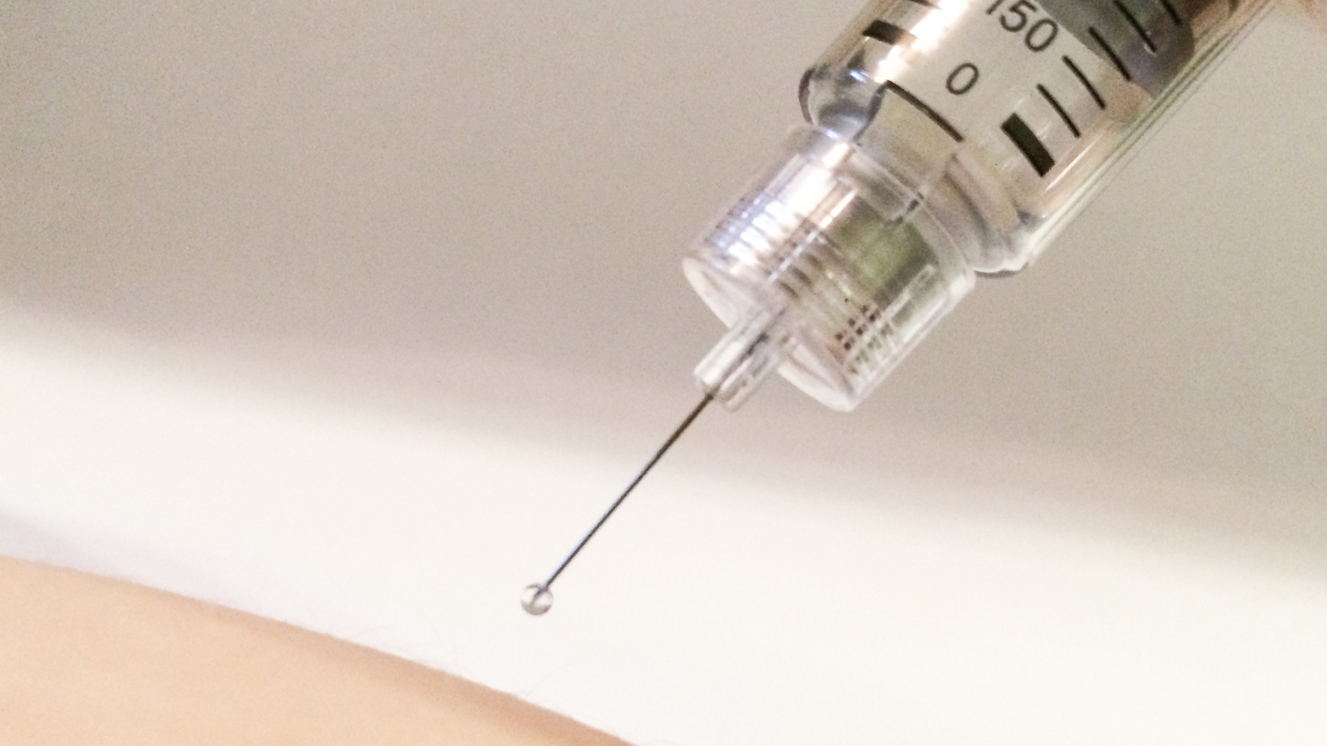 An injection syringe before administering.