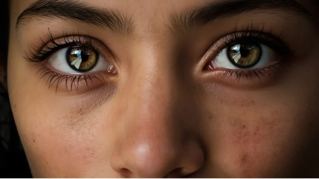 A close-up shot of an individual's eyes.