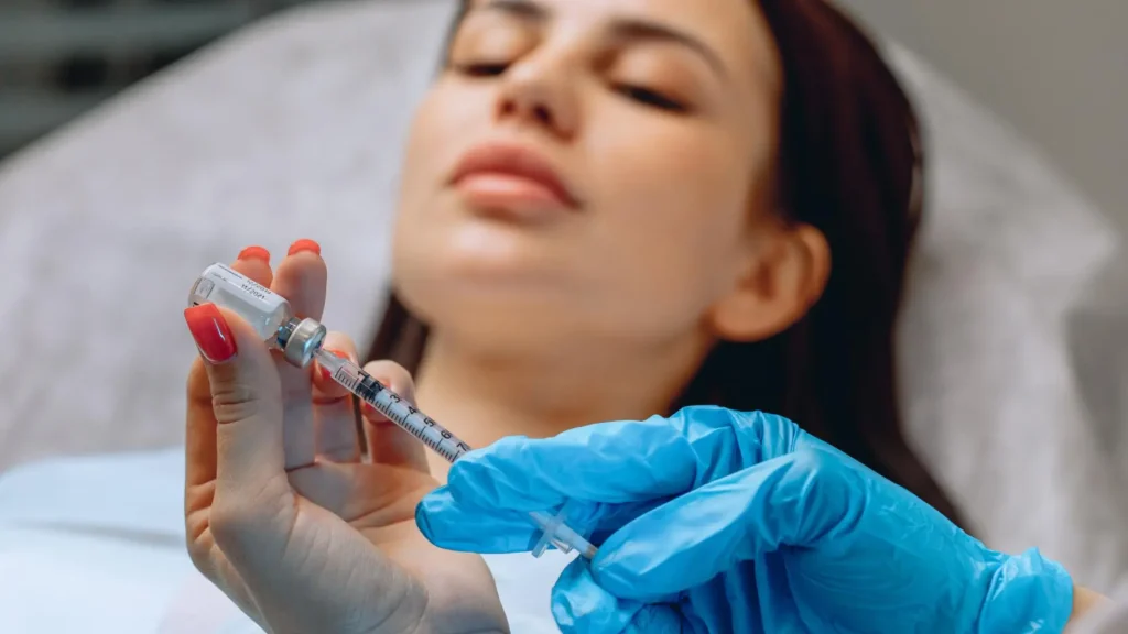  A healthcare provider preparing the injection for a patient's treatment.