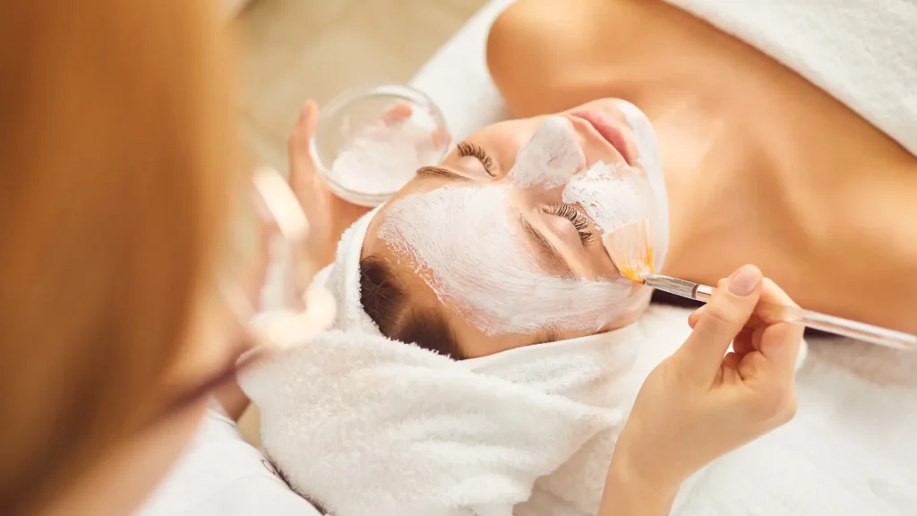 An individual undergoing a chemical peel treatment.